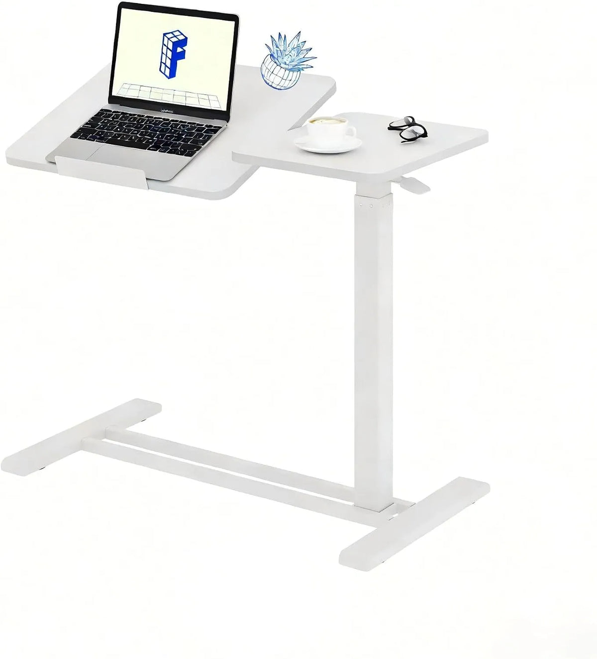 Ordinateur portable: avec Bureau et table informatique, réglable, format portable, 80 × 40cm, 105cm, 70kg, blanc, hauteur réglable