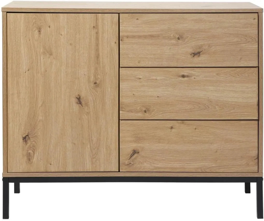 Armoire de rangement: FSC, en métal, avec tiroirs, 1 Porte, 3 Tiroirs, 80 cm, CALICOSY P 40