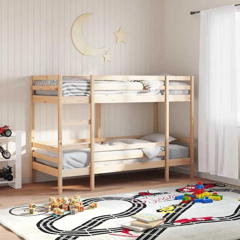 Lit superposé et lit mezzanine — pour enfant, en bois, 90 × 190 cm, revêtement en tissu
