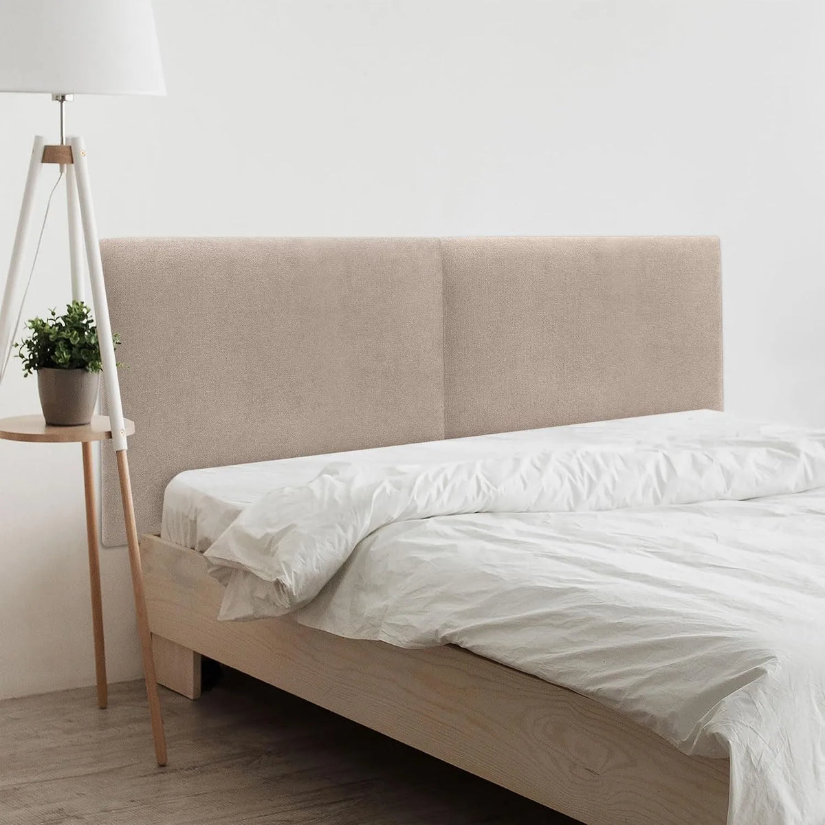 Tête de Lit Capitonnée Lisse en Tissu Aqualine Hauteur 70CM – absorbant, revêtement en tissu, 4cm, 8cm, 160cm, beige