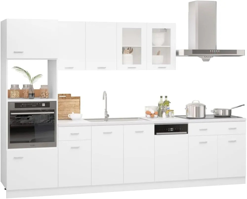 Cuisine Complète 295 cm sans Plan de Travail: 7 pièces, blanc