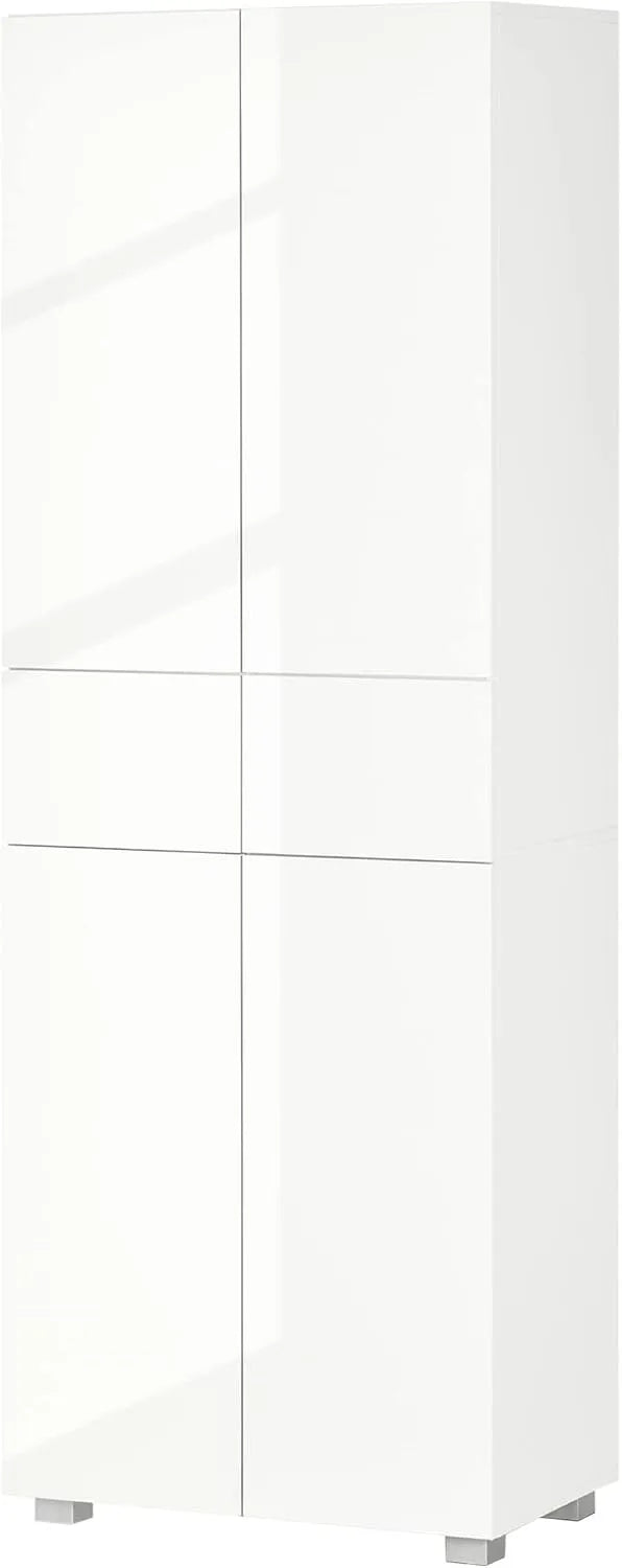 HOMCOM Armoire de rangement — avec rangement, avec tiroirs, avec Bibliothèque et étagère de rangements, réglable, 4 Portes, 2 tiroirs