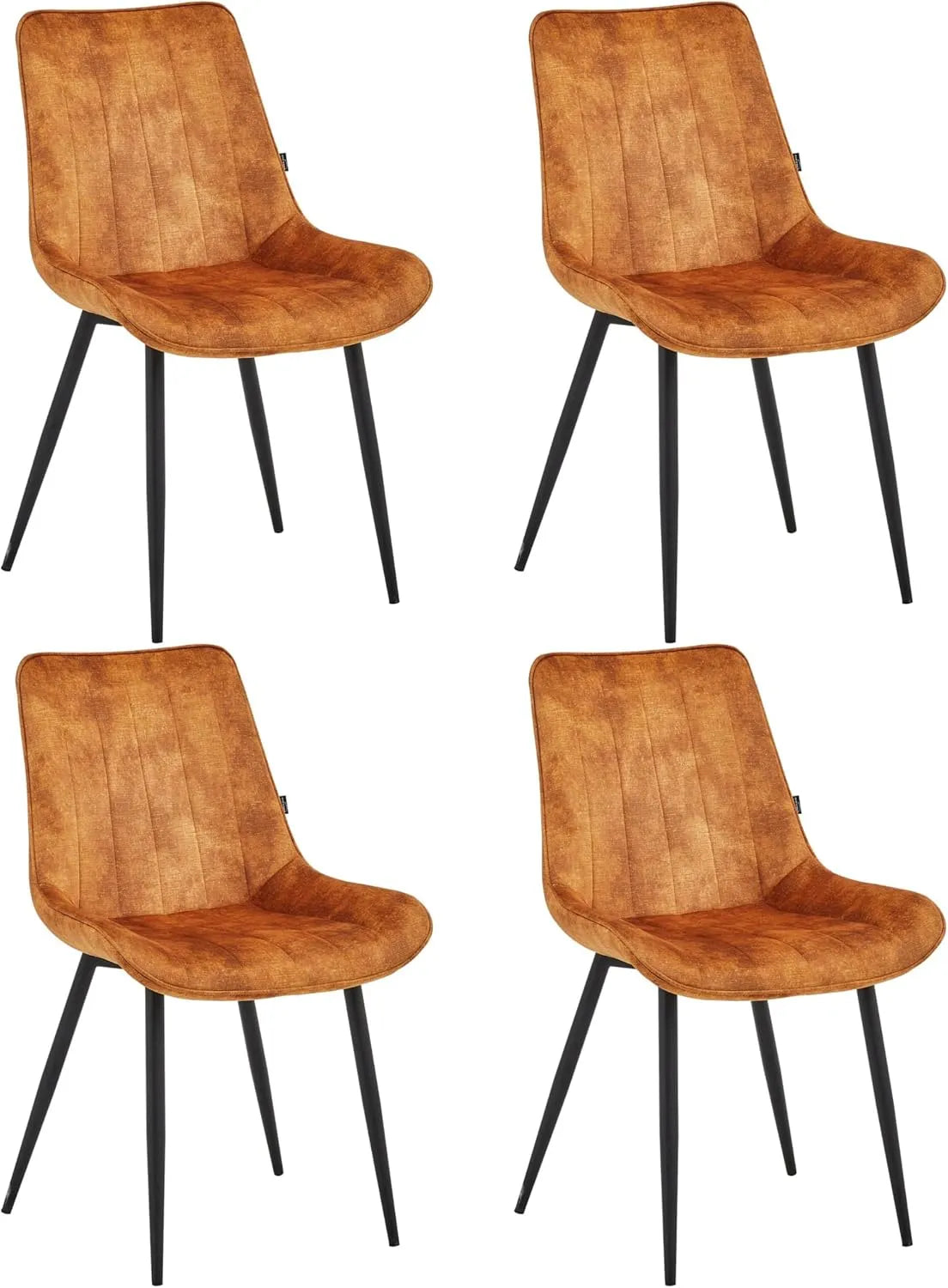 Chaise — en métal, Lot de 4, vert, revêtement en velours