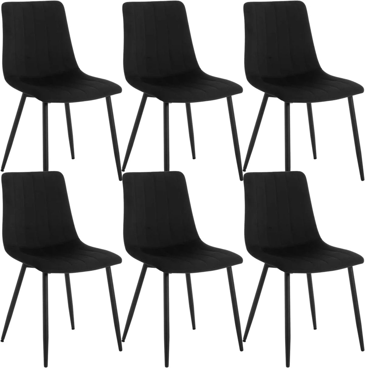 Chaise: en métal, avec accoudoirs, avec dossier, Lot de 6, noir, revêtement en velours