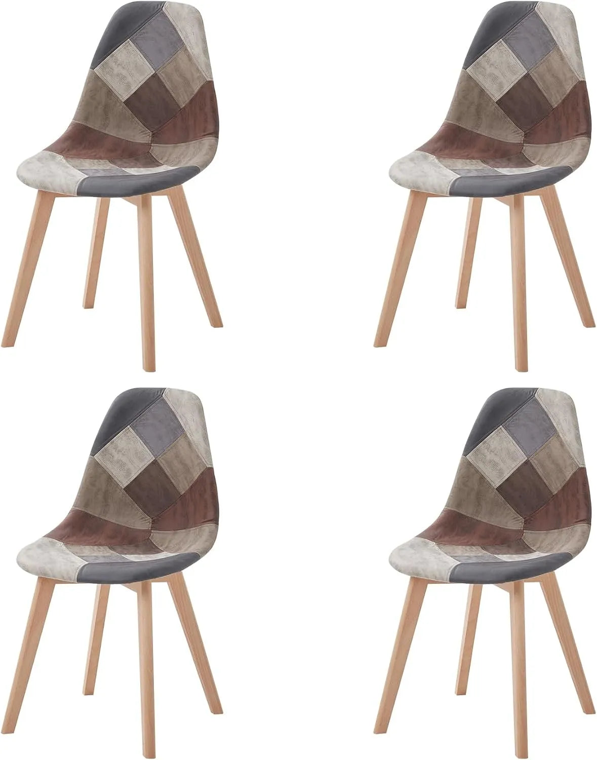 Chaise – en cuir, Lot de 4, marron
