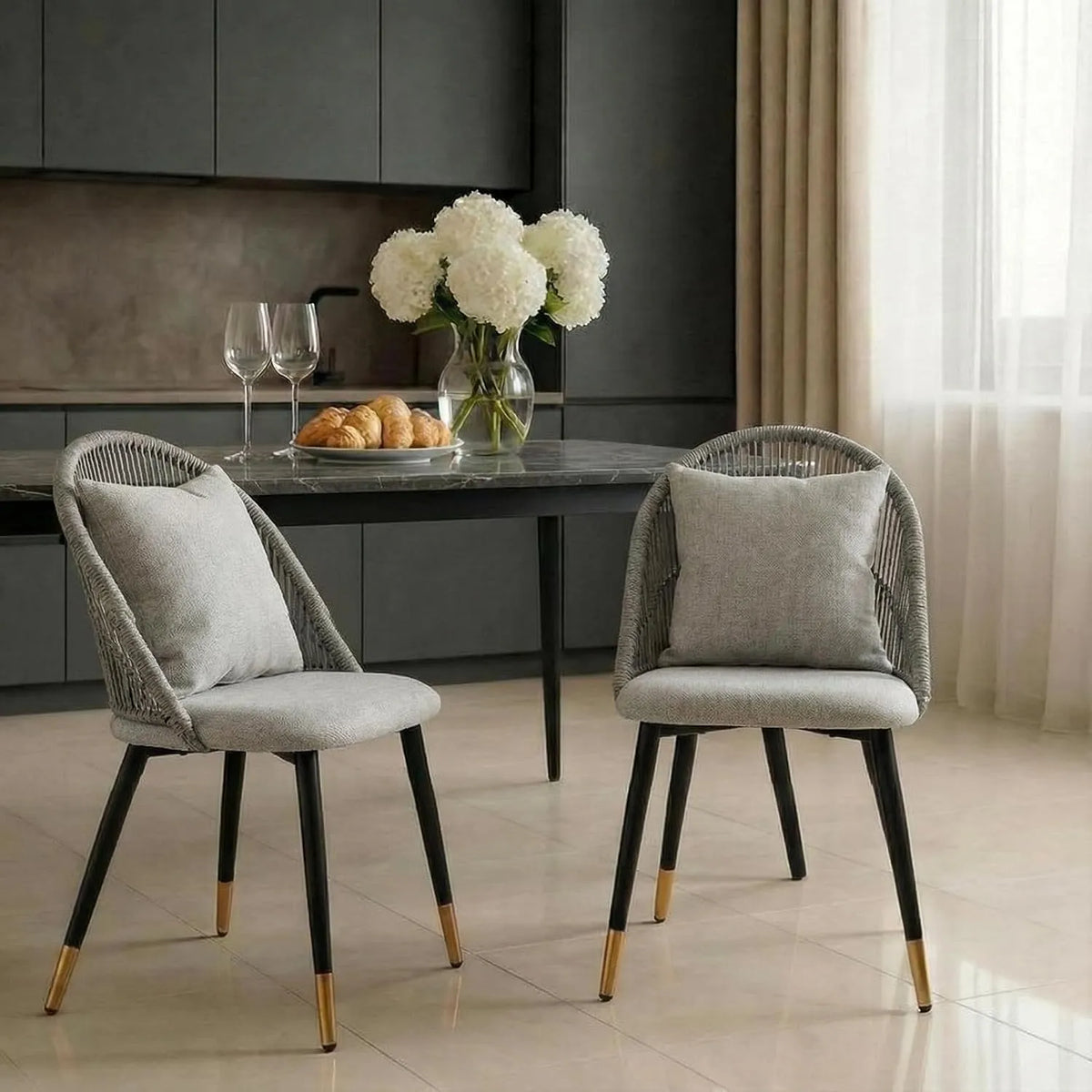 Chaise — Lot de 2, 150 kg, gris