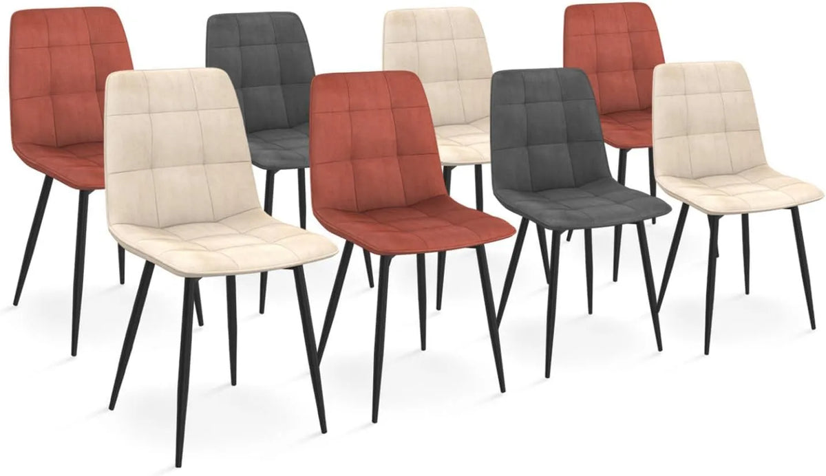 Chaise – Lot de 8, gris, revêtement en velours