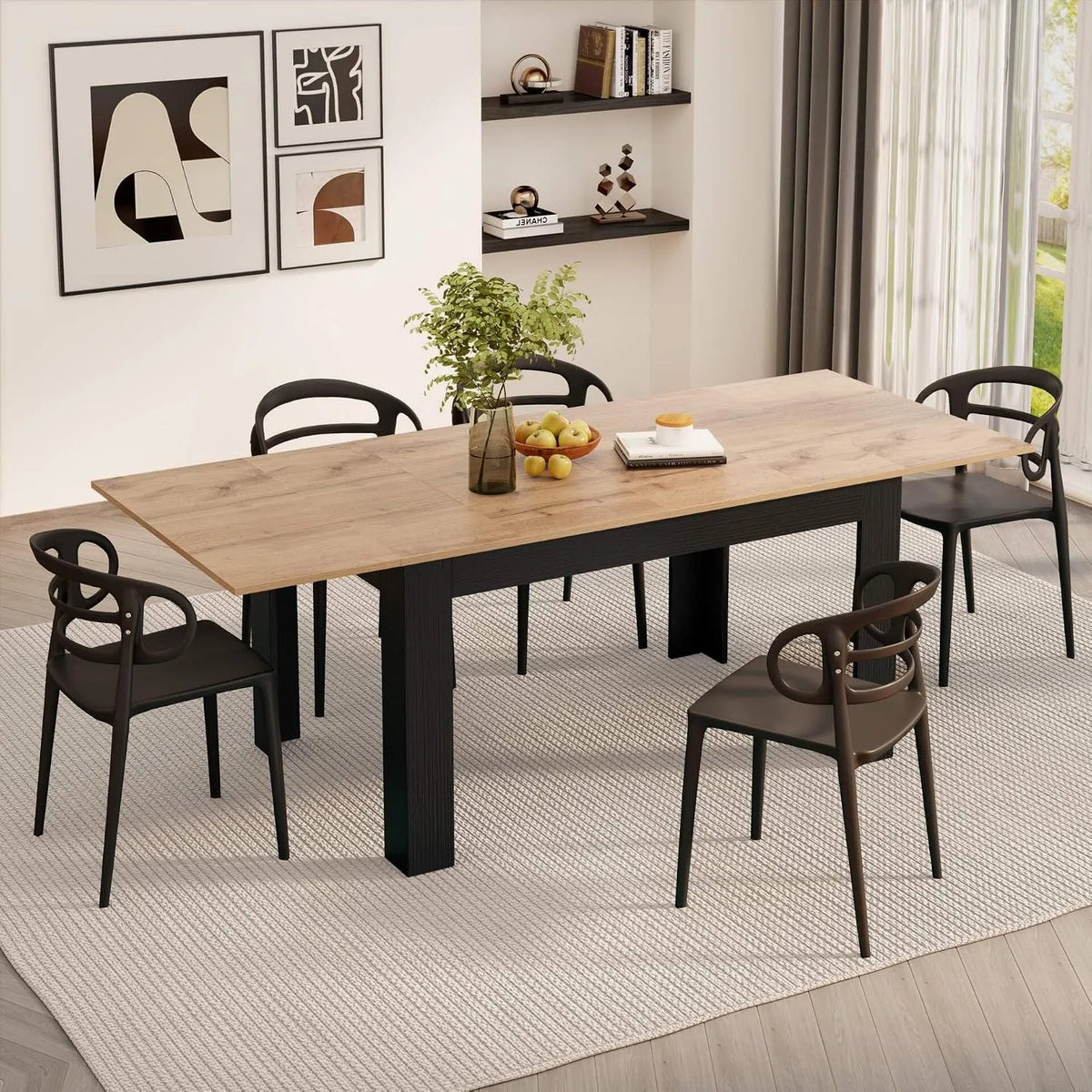 Mobili Fiver Table de Salle à Manger Extensible 140 220 x 90 – 220 × 90 cm, noir