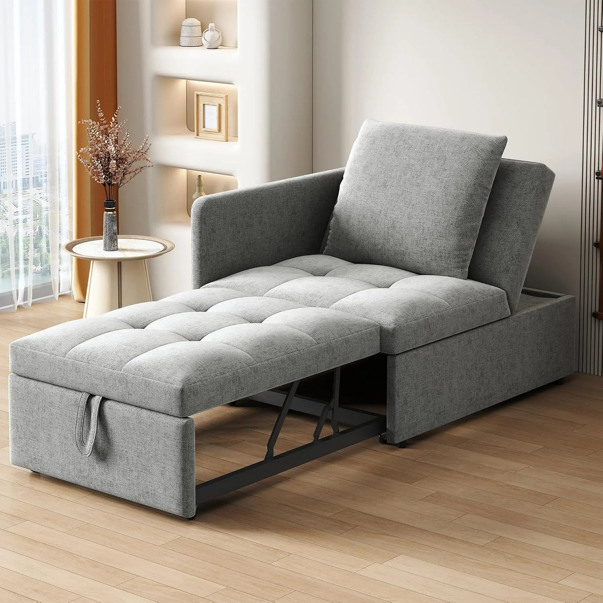 Canapé convertible et canapé-lit – avec dossier, réglable, gris, inclinable
