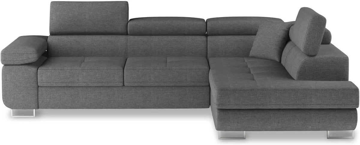 Canapé d'angle et canapé panoramique – DECO, angle droit, revêtement en tissu, convertible, gris