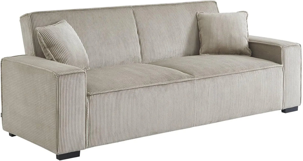 Canapé — P 96, en velours côtelé, convertible, 3 Places, 80cm, beige