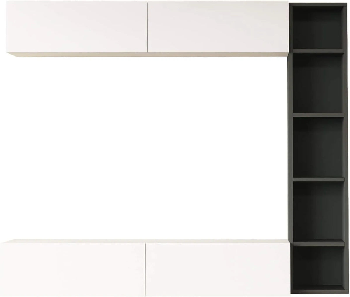 Rebecca Mobili Ensemble Complet Mural – RE7207, montage mural, 3 Pièces, 143, 5 × 169 × 26 cm, gris