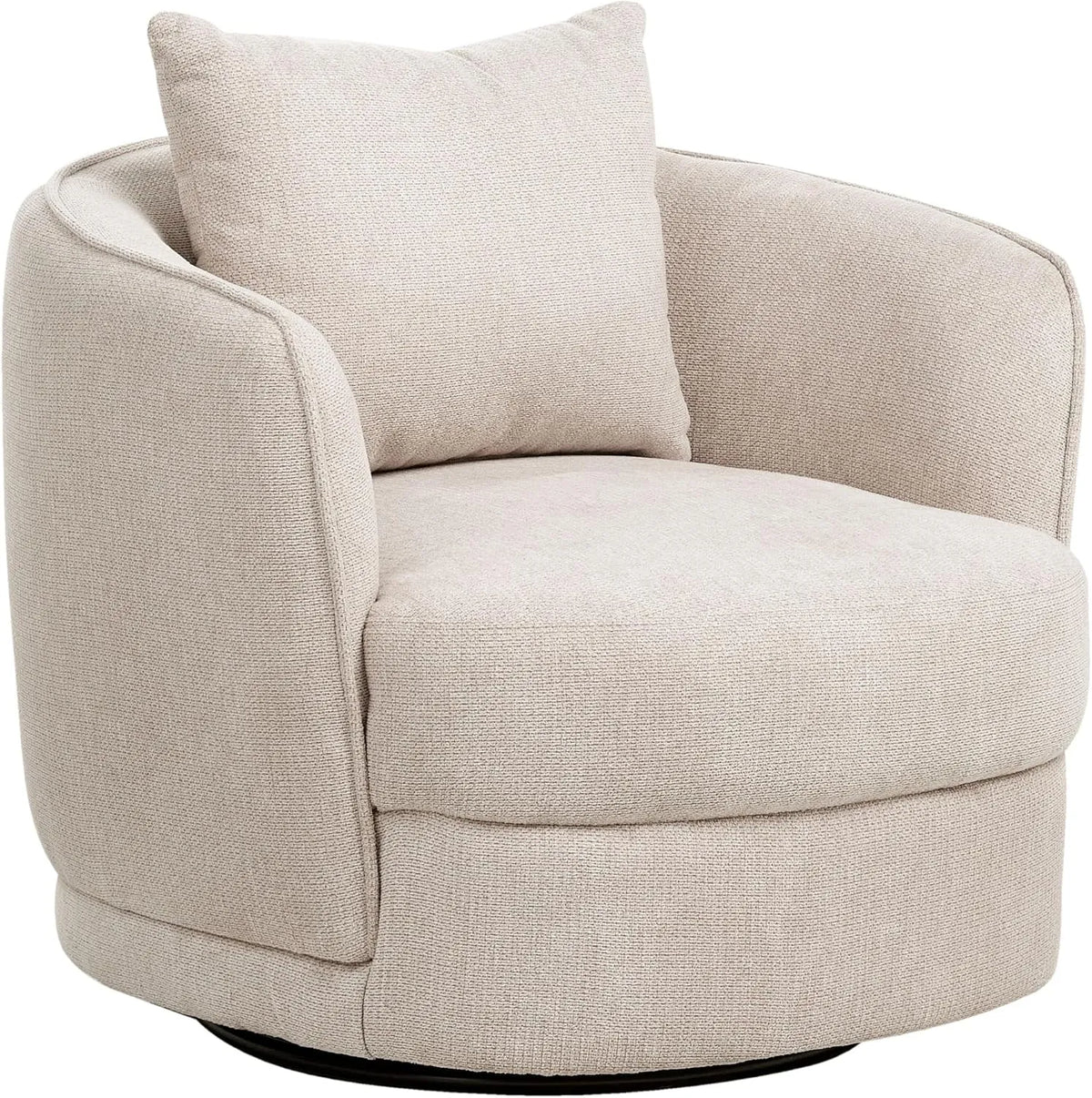 Beliani Fauteuil et chaise rembourrée Pivotant Rétro Glam en Tissu avec Coussin Beige — revêtement en tissu, avec coussins