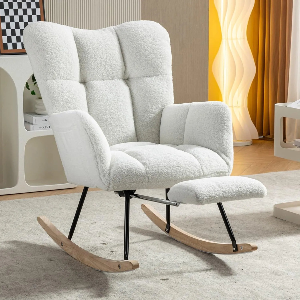 Fauteuil relax et fauteuil inclinable – revêtement en tissu, avec rangement, beige