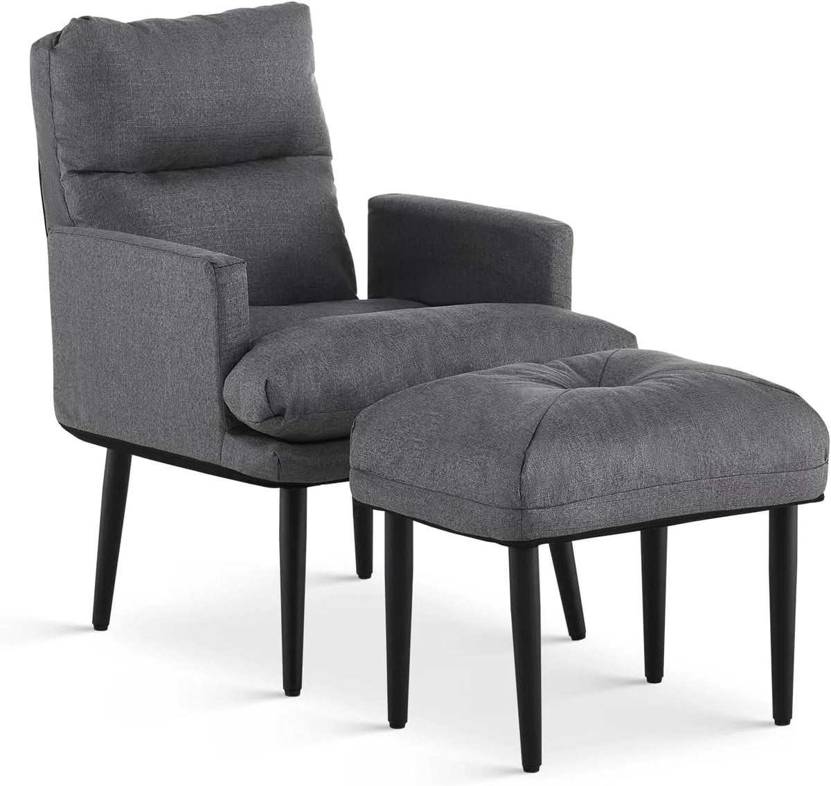 Fauteuil relax et fauteuil inclinable — en métal, revêtement en tissu, réglable, gris