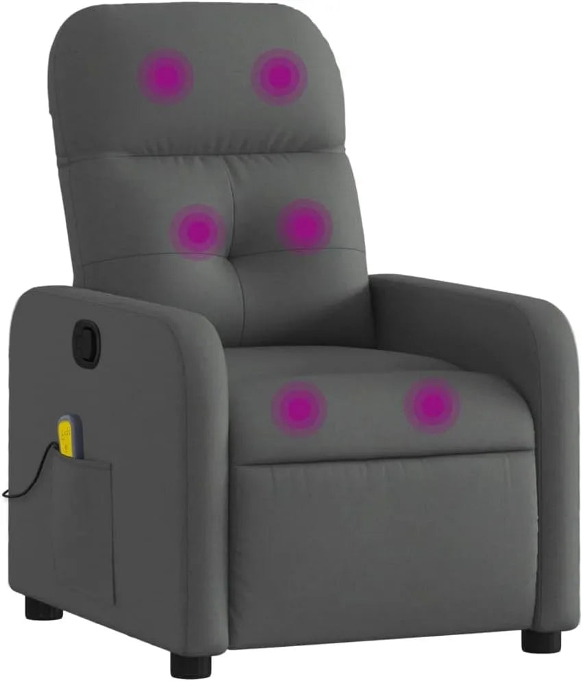 Fauteuil de massage et fauteuil relax – revêtement en tissu, avec dossier, réglable, gris, inclinable
