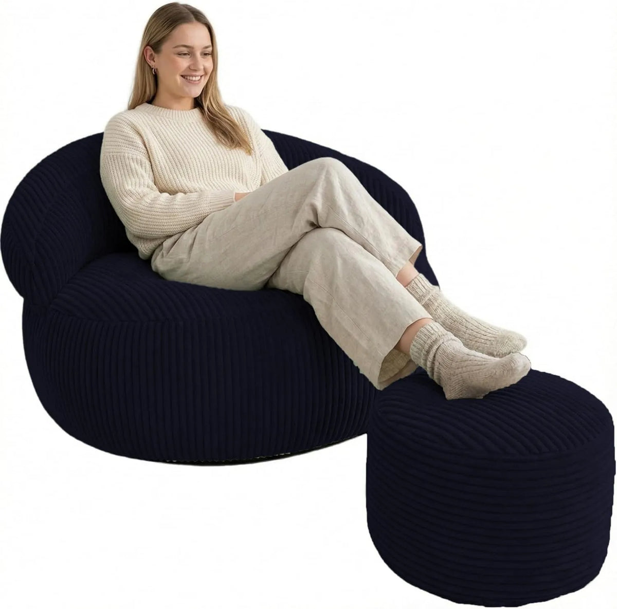 Bananair – lavable, en velours côtelé, 110 × 100cm, bleu