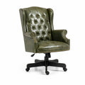 Chaise de bureau en cuir vert réglable et pivotante