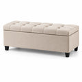Banc de rangement en tissu avec pieds en bois 120x40x45 cm