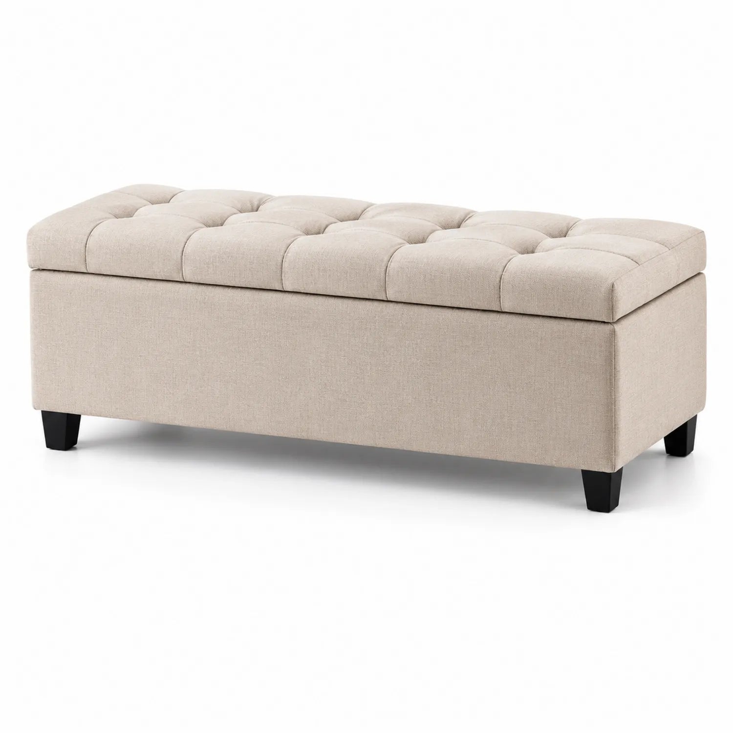 Banc de rangement en tissu avec pieds en bois 120x40x45 cm