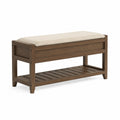 Banc de rangement en bois avec coussin en polyester beige
